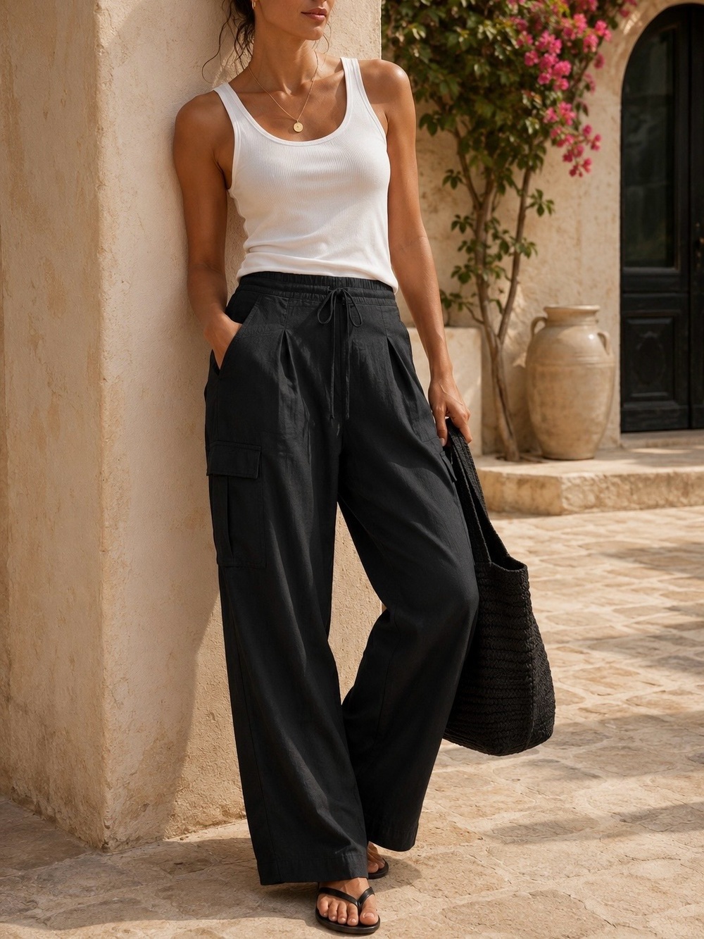 NWOT Athleta 'Paradise Straight Leg Cargo Pant' in Black Size Medium